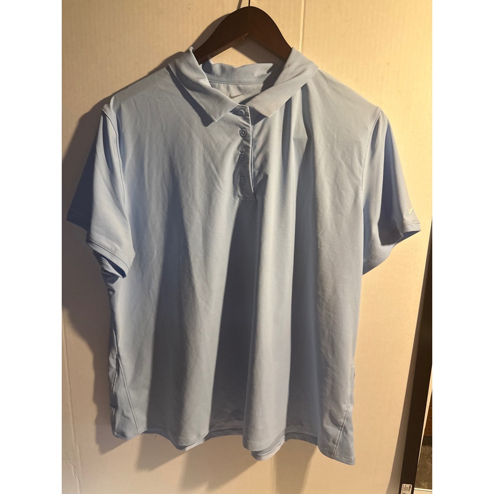 Nike Dri-FIT Womens Golf Polo XXL Light Blue Short Sleeve Shirt FQ1574-422 NEW